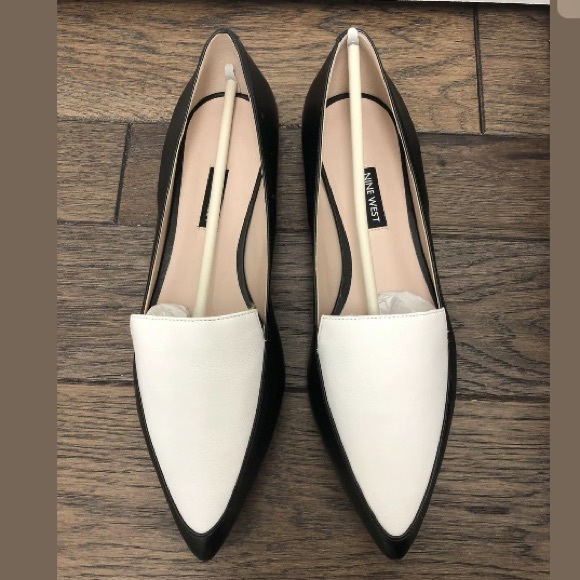 Nine West Shoes | Nine West Abay Two Tone Pointy Toe Flats Blk Wht 9 | Poshmark